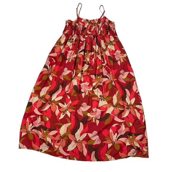 A New Day Spaghetti Strap Smocked Dress - Dark Red Floral - XXL - Picture 5 of 13